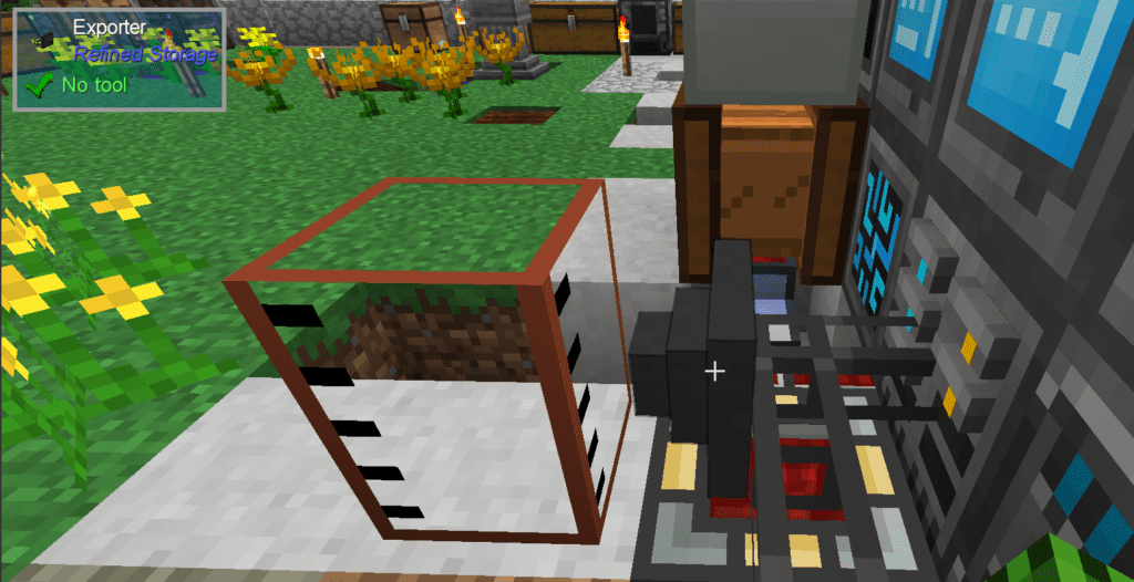 Refined Storage Exporter pointing to a Wood Tank (FluidTank)