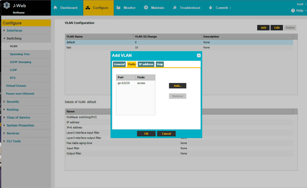 Configure VLAN Ports in J-Web