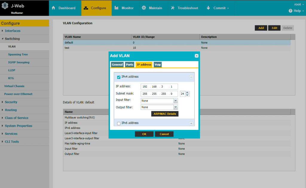 Configure VLAN IP Address in J-Web