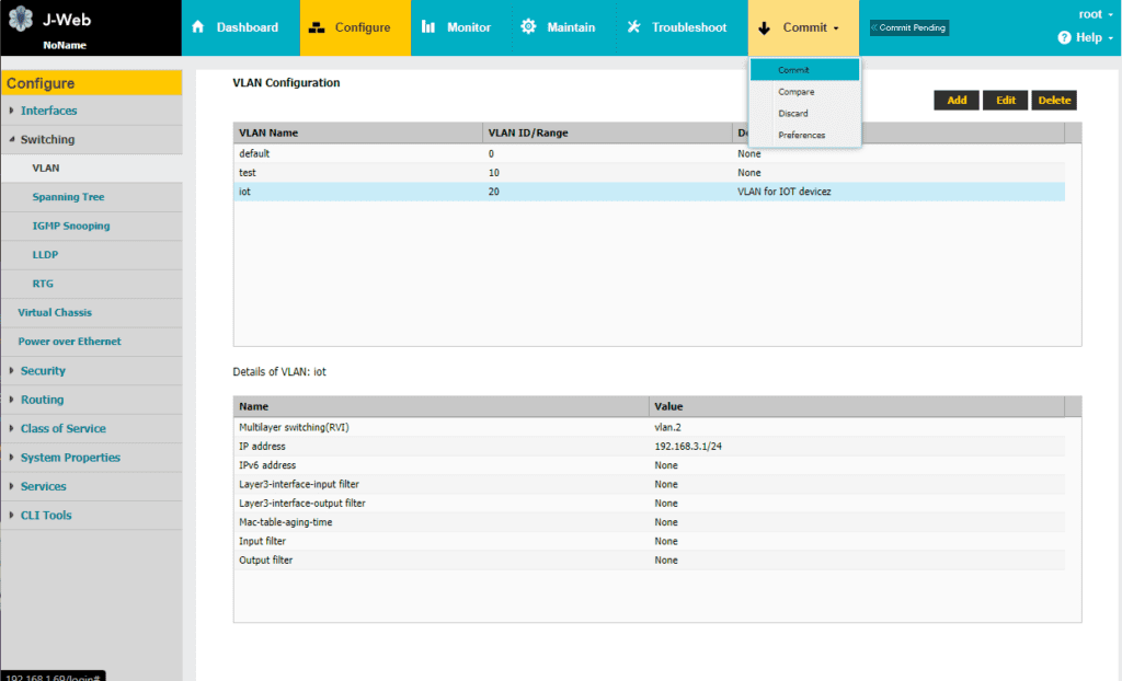 Commit Changes in J-Web