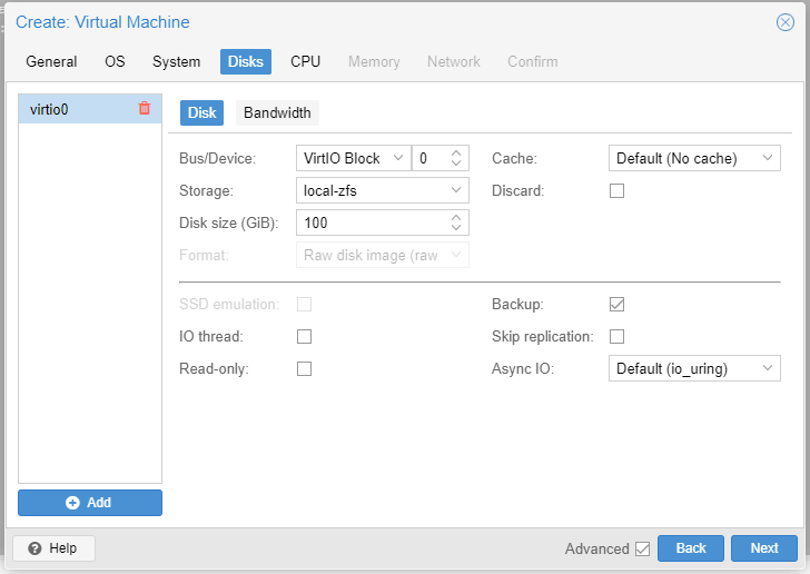 Create Virtual Machine - Disks