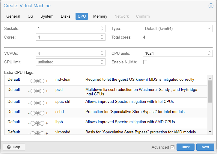 Create: Virtual Machine - CPU