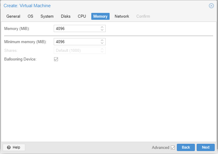 Create: Virtual Machine - Memory