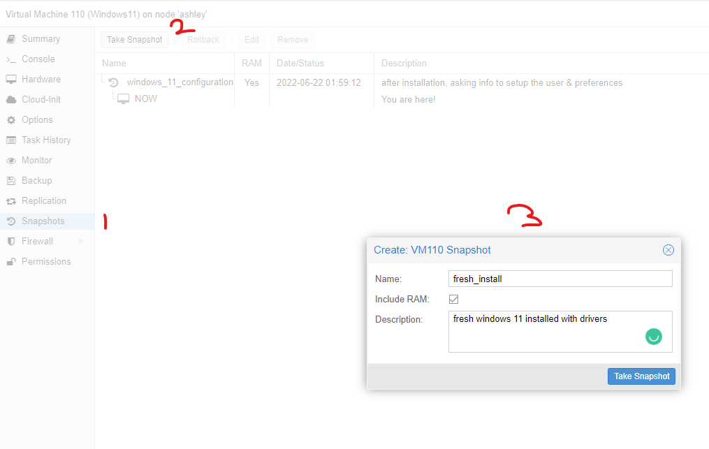 Creating a Snapshot of your Proxmox VM