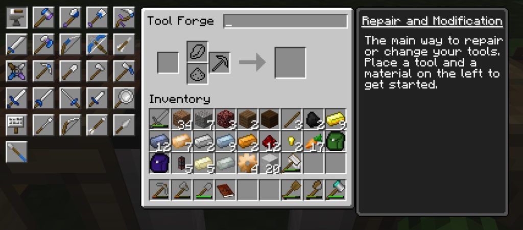 Tinker's Construct Tool Forge GUI