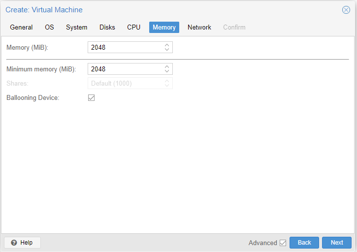 _Proxmox Create Virtual Machine Popup - Memory Tab_